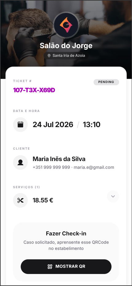 Reserva em tempo real