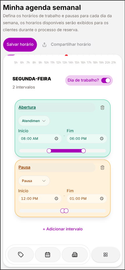 Reserva em tempo real